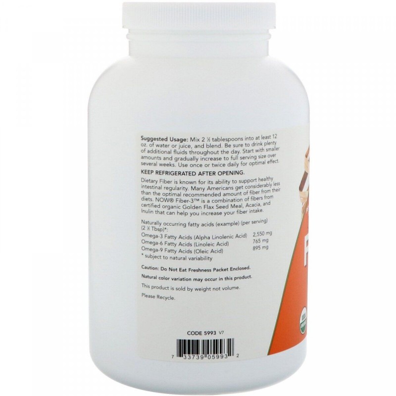 Now Foods Fiber-3 (454г), клетчатка органическая купить в Украине ...